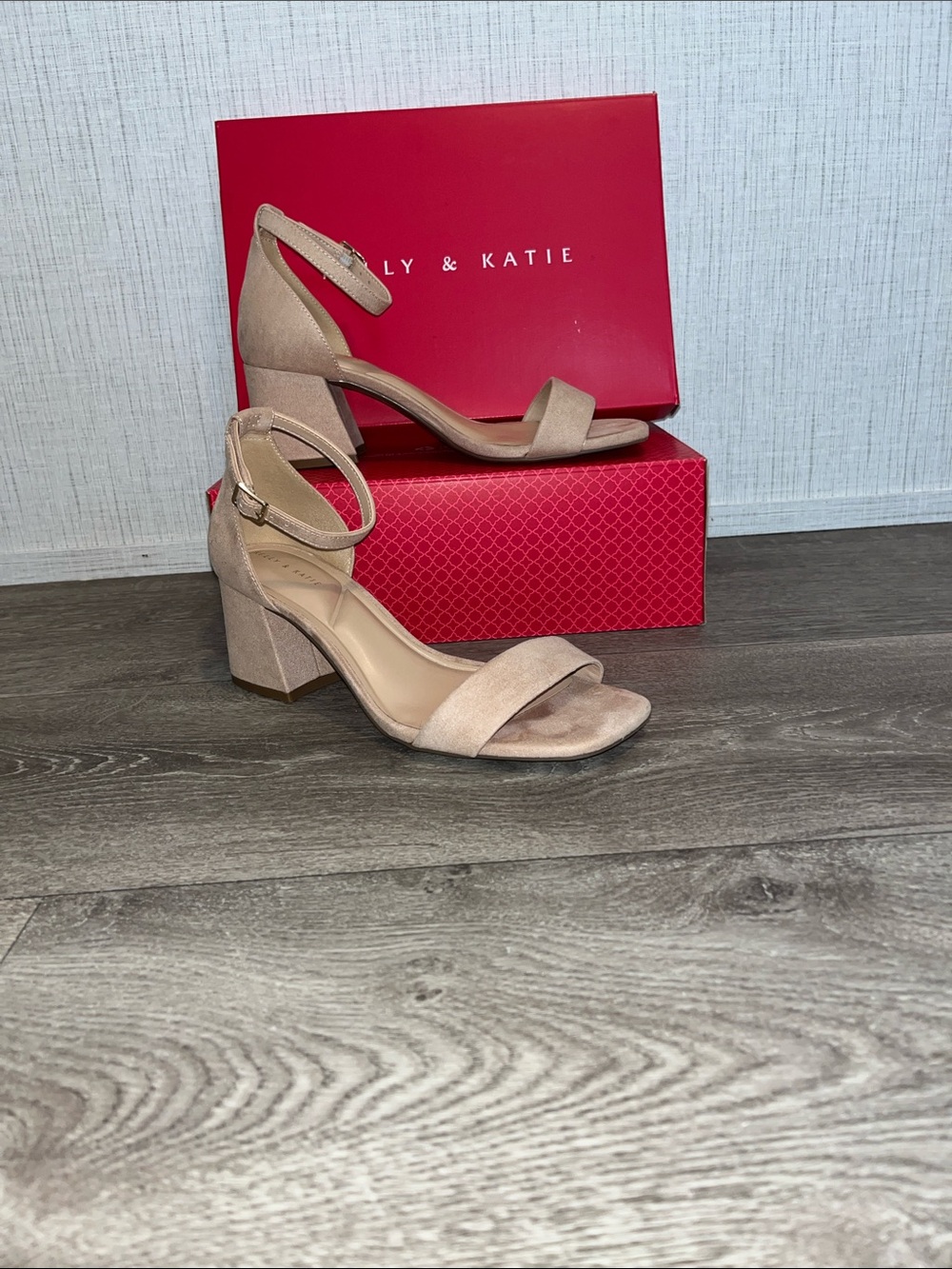 Kelly & Katie Blush Ankle-Strap Block Heel Sandals